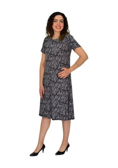 Kadın Kısa Kol Likralı Viskon Elbise Bgl-st04671 Füme