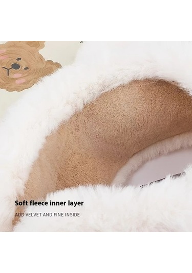 Primepickings Kadın Rüzgar Geçirmez Beyaz Ayı Kulaklığı Yumuşak Kulak Koruyucu 2025 Kış