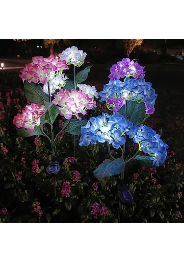 Mufunye Beyaz 3 Başlı Gül Desenli Güneş Enerjili Led Feneri - Dış Mekan İçin Su Geçirmez Bahçe Balkon Dekorasyon Aydınlatması