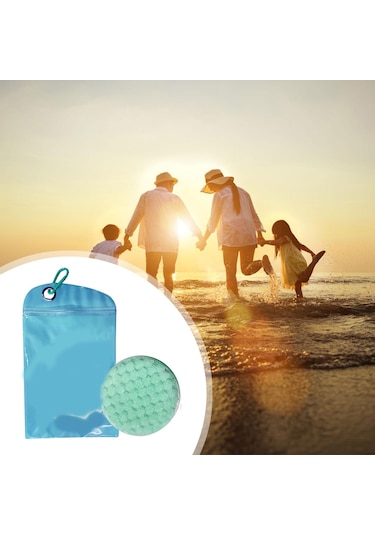 Suntek Kum Temizleme Torbası Fırçası Cilt Dostu Plaj Mavi MAvi