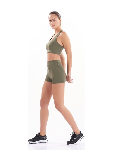 Josejuan Kadın Mini Spor Şort Tayt Yüksek Bel Sıkılaştırıcı 7400-haki Haki