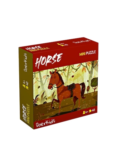 Doerkids Çiftlik Sevimli At Mini Puzzle 40 Parça 4 Yaş
