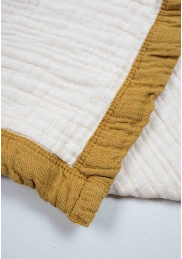 Cigit Kalın Biyeli Dört Kat Ham Battaniye 85x90 Hardal Hardal