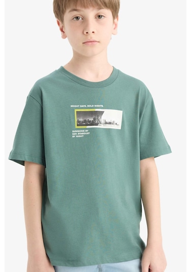 DeFacto Erkek Çocuk Bisiklet Yaka Baskılı Kısa Kollu Tişört F1026A825SMGN758