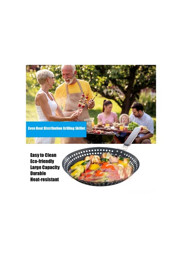 Moveevo Katlanabilir Ahşap Saplı Pratik Izgara Tava - Yapışmaz Yüzeyli, Barbekü Ve Kamp İçin Çok Renkli