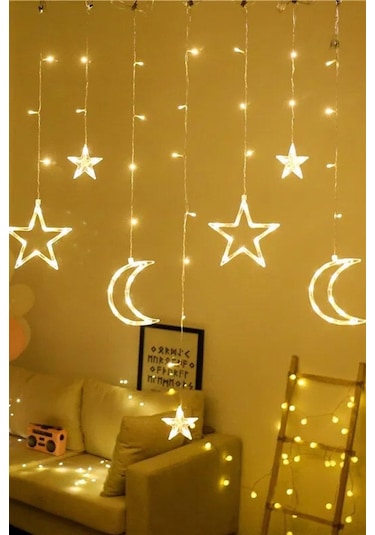 Magicledcorner Ay Yıldız Perde Led Dekoratif Aydınlatma