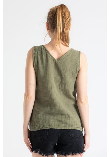 Kolsuz Müslin Melis Bluz Haki Hk-haki