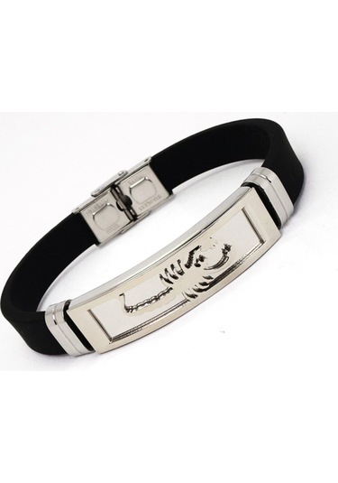 Beyaz Akrep Figürlü Kauçuk Çelik Erkek Bileklik Çelik