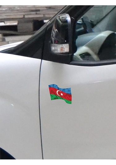 Azerbaycan Dalgalı Bayrak Etiket 10 X 9 Cm