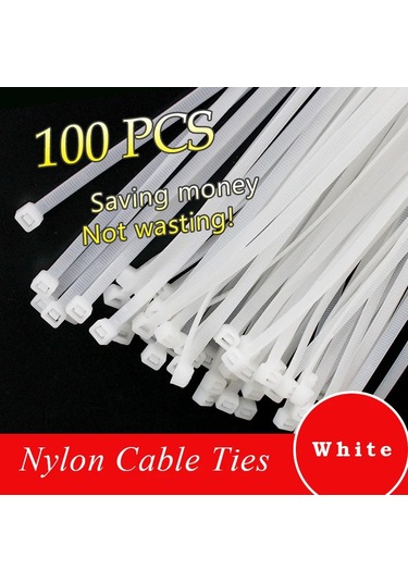 Kablo Bağları Kendinden Kilitlemeli Naylon Kablo Fermuarlı Bağlar 100 Adet 3.5x200 White 100pcs Diğer