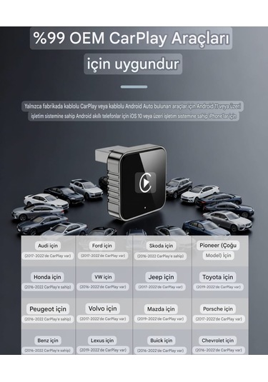 Xuda Carplay Android+ios Apple İphone Uyumlu Bluetooth+wifi Otomatik Tak Ve Çalıştır  Carplay Minik Yeni Nesil Basit Kurulum Diğer  --