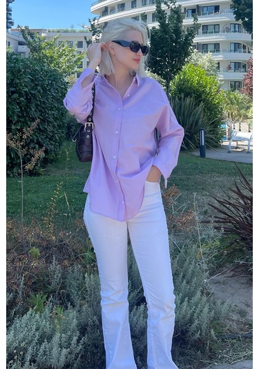 Madmext Mad Girls Lila Oversize Gömlek Mg1369-lila Lila