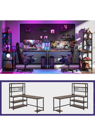 Ters Çevrilebilir L Şeklinde Masa Ceviz - Ceviz