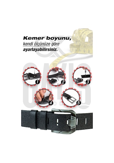 Gayış Özel Kutulu Hakiki Deri Siyah Erkek Kot Pantolon Kemeri Siyah