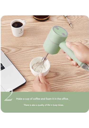 Soulader Kablosuz Pratik El Tipi Yumurta Çırpma Makinesi, Mutfak Şefi Mikseri, Mini Çırpıcı Yeşil