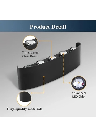 Xuweiwei 2 Adet 10 Led Siyah Dış Duvar Lambası Modern Yarı Gömme Montaj Enerji Verimli Led Ampul Bahçe Duvar Veranda Dekoru Siyah