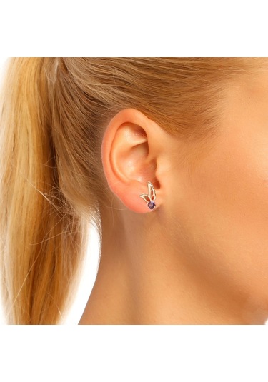 Chavin Melek Kanadı Ametist Taşlı Gümüş Küpe Bk88 (478255013)