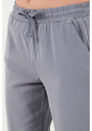 Lela Pamuklu Normal Bel Regular Fit Düz Paça Bayan Pantolon 668Yp42282S4 Gri