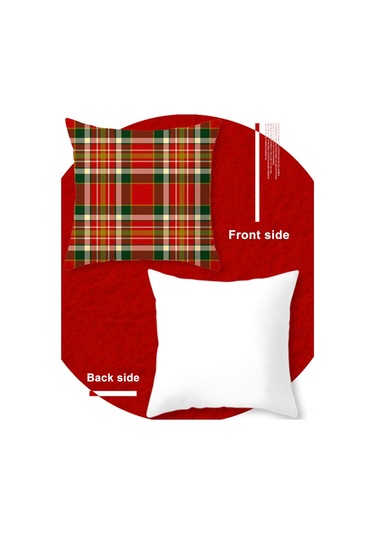 Monyee Noel Dekorasyon Kırmızı Kare Desenli 45x45 Cm Fiber Yastık Kılıfı - Tek Taraflı Modern Stili, Ev/ofis/ Araba İçin Uygun Tpr215-4 Çok Renkli