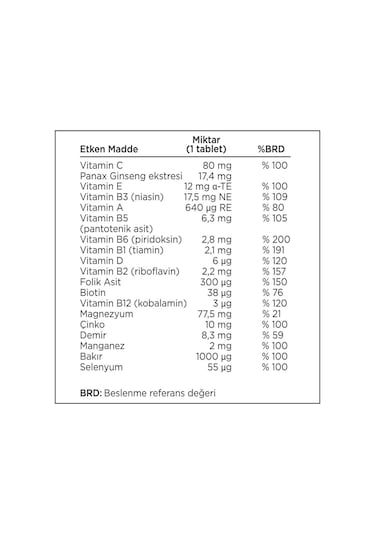 Vitality 60 Tablet  - Ginseng G115, Multivitamin ve Mineraller