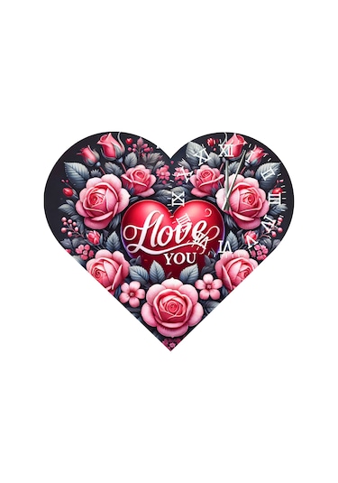 Ti-play Ks68 Kalp Şeklinde 30x30 Cm Hediyelik Duvar Saati ÇOk Renkli