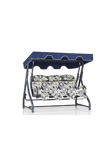Salvia 3 Kişilik Bahçe Balkon Salıncağı Minder: Dünya&saat Tente: Mavi Antrasit