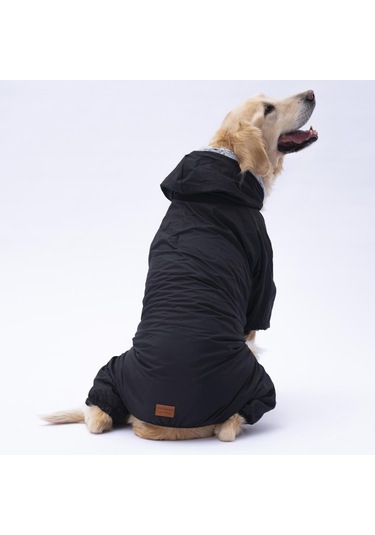 Siyah Kürklü Orta Büyük Tulum Yağmurluk Köpek Kıyafeti Köpek Yağmurluğu 18-40 Kg Arası Orta Büyük Irklar