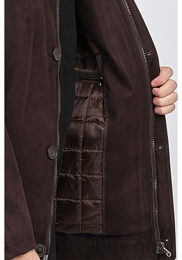 By Serco Erkek Deri Biyeli Klasik Kaban 0620680 Koyu Kahve-Kahve Melanj Kahverengi Melanj