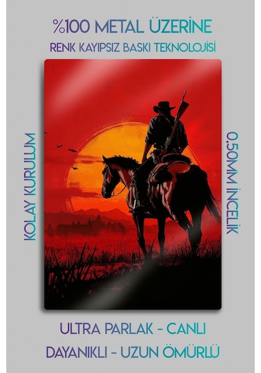 Metal Baskı Parlak Duvar Tablosu - Rdr2 - Red Dead Redemption 2, Oyun Posteri