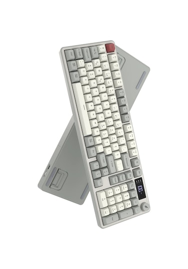 Hawk Gaming Hk258 Membrane Lcd Rgb Kablosuz/bluetooth Kırmızı Haki Full Türkçe Gaming Klavye