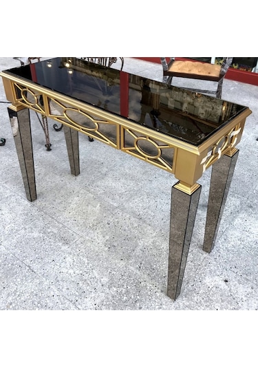 Dresuar Motifli Ayna Kaplamalı Model Parlak Gold Renk Kayın Torn (382320600) Altın