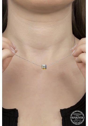 Union Swarovski Crystal Kadın Büyük Boy Prizma Gümüş Kolye