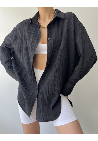 Mai Durres  Oversize Kadın Gömlek Siyah