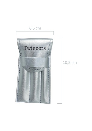 Twiezers Twzset3441 Deri Çantalı 3'lü Paslanmaz Çelik Cımbız Seti - Gümüş/gümüş
