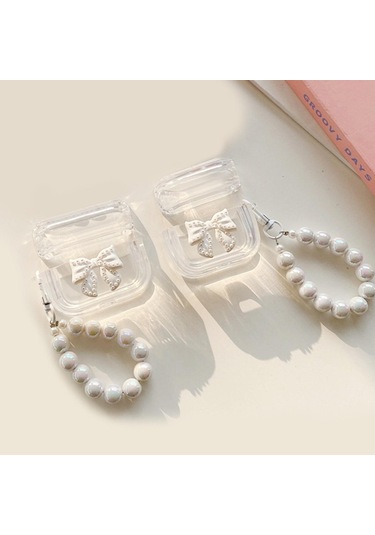 Apple Airpods 3. Nesil İle Uyumlu Kılıf Kalp Leopar Taş Kiraz Desenli Fiyok Tutmalı Kılıflar Gümüş