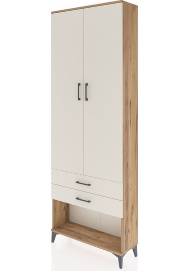 Arges Dolap 2 Raflı 2 Çekmeceli Tek Askılı 88x30x243 Çam-aytaşı Çam