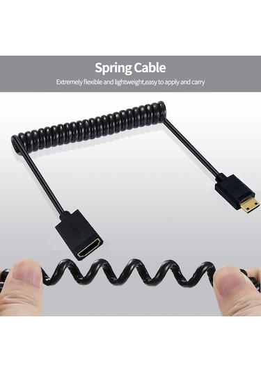 Sones Junsunmay 4k 60hz Mini Hdmı Erkek - Hdmı 2.0v Dişi Yaylı Kablo, Uzunluk: 1,8 M Sol