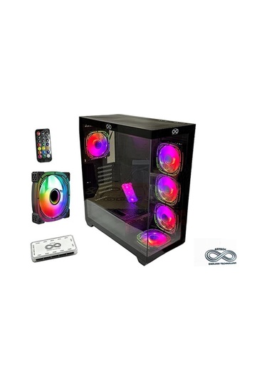 Aztech Azt101 B 5 X Rgb Fan Uzakdan Kumanda Siyah Akvaryum Gamin Kasa Temper Cam , Rgb Switch