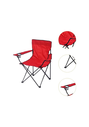 Suntek Katlanmış Kamp Sandalyesi Bahçe Piknik Kırmızı
