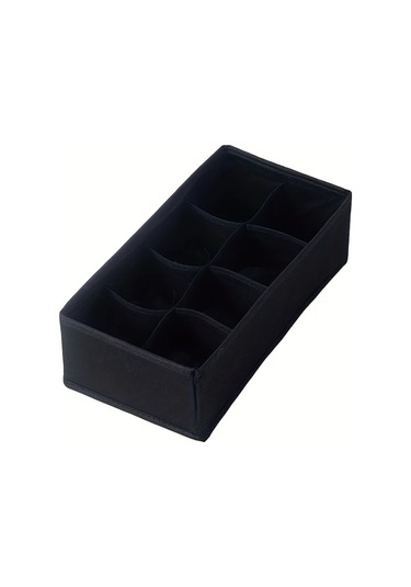 Gateesat Siyah 8 Bölmeli Katlanır Kumaş Saklama Kutusu Çorap İç Giyim Düzenleyici Siyah