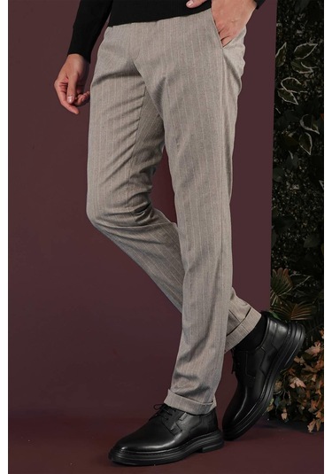 P 1134 Slim Fit Bej Spor Pantolon Bej
