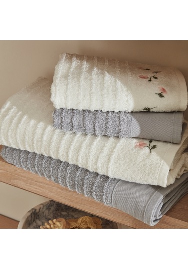 Karaca Home Allen %100 Pamuk 6 Parça Aile Banyo Seti Krem Gri 200.22.05.0287 Krem - Taş