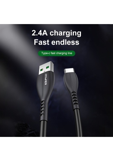 Awei Cl-115t 1m 2.4a Usb Tip-c / Usb-c Şarj Kablosu