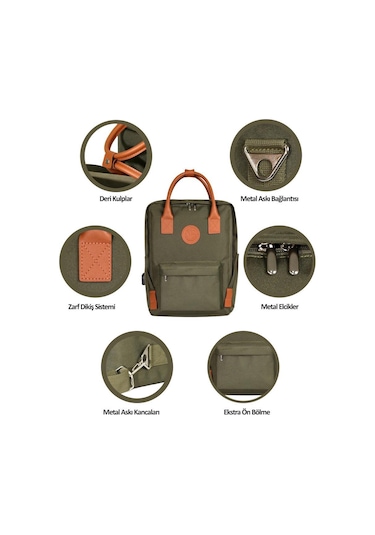 Npo Dailylife 16" Unisex Smart Notebook Günlük Sırt Çantası-Haki