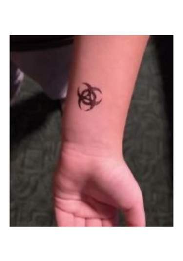 Geçici Dövme Tehlike Işareti Kimyasal Radyoaktif Atık El Kol Bilek Dövmesi Tattoo