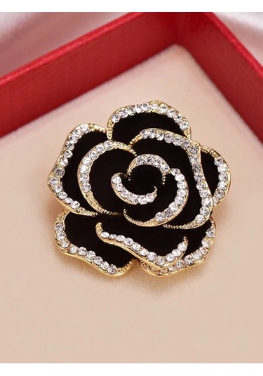 Beautiful Detail Orijinal Gül Desenli Broş 145118040 Siyah