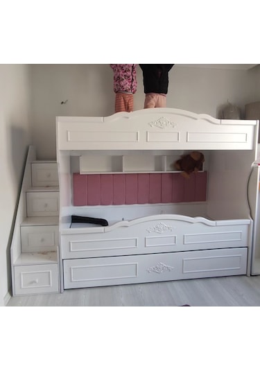 Çocuk Ranzası Beyaz - Çıtalı Model