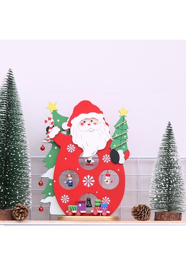 Xiyyadms Noel Günü Santa Ve Kar Adamı Ahşap Figürü - Masajüstü Dekoratif Noel Aksesuarı