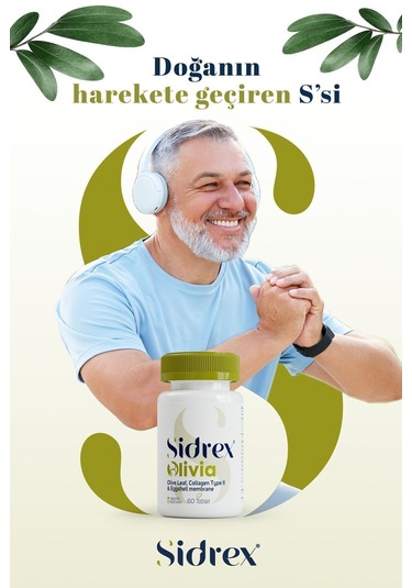 Sidrex Olivia Zeytin Yaprağı Ekstresi Tip 2 Kolajen Yumurta Kabuğu Zarı İçeren Takviye Edici Gıda 60 Tablet