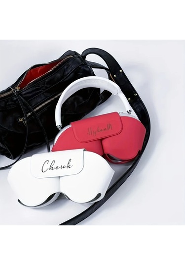 Fochsia Kişiselleştirilmiş Airpods Uyumlu Max Kılıfı Yumuşak Silikon Dayanıklı Çizilmeye Dayanıklı Beyaz